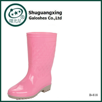 Pink Ladies Wellies Rain Boots with High Heel Over Shoes B-818